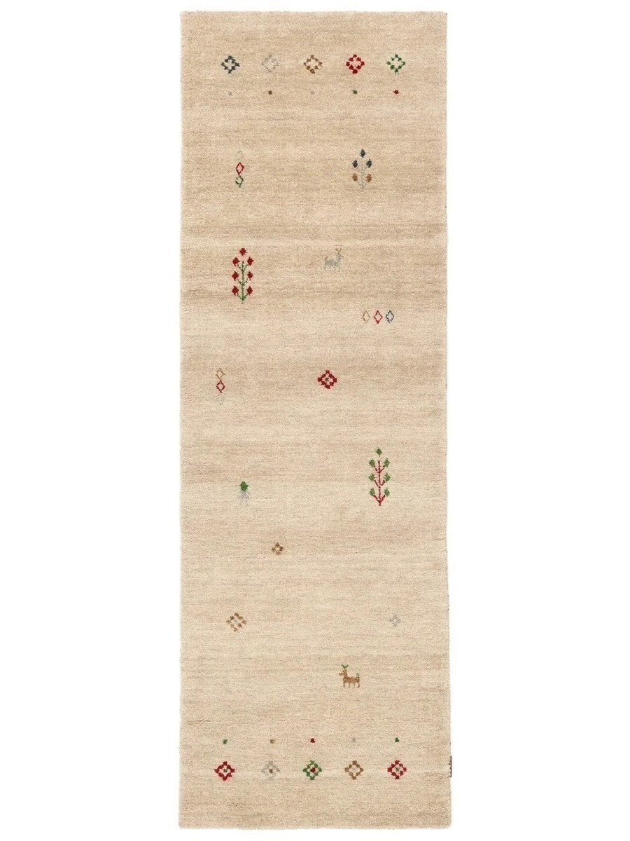 80x250 см, Индия, Габбе, Wool, бежевый