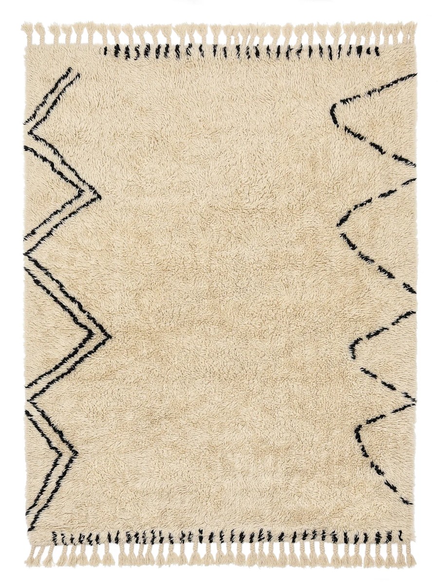 250x350 см, Индия, Шэгги, Wool, чёрный