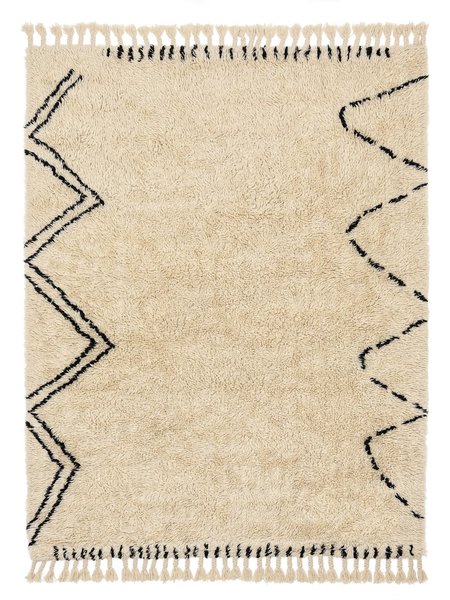 250x350 см, Индия, Шэгги, Wool, чёрный