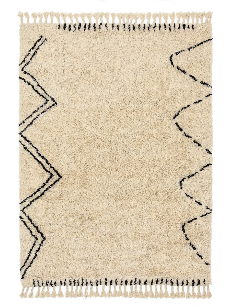 160x230 см, Индия, Шэгги, Wool, чёрный