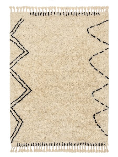 160x230 см, Индия, Шэгги, Wool, чёрный