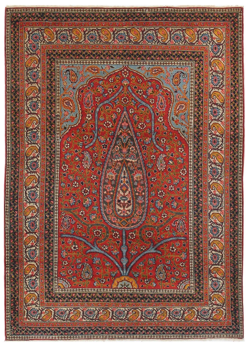 139x194 см, Иран, Табриз, Wool, красный