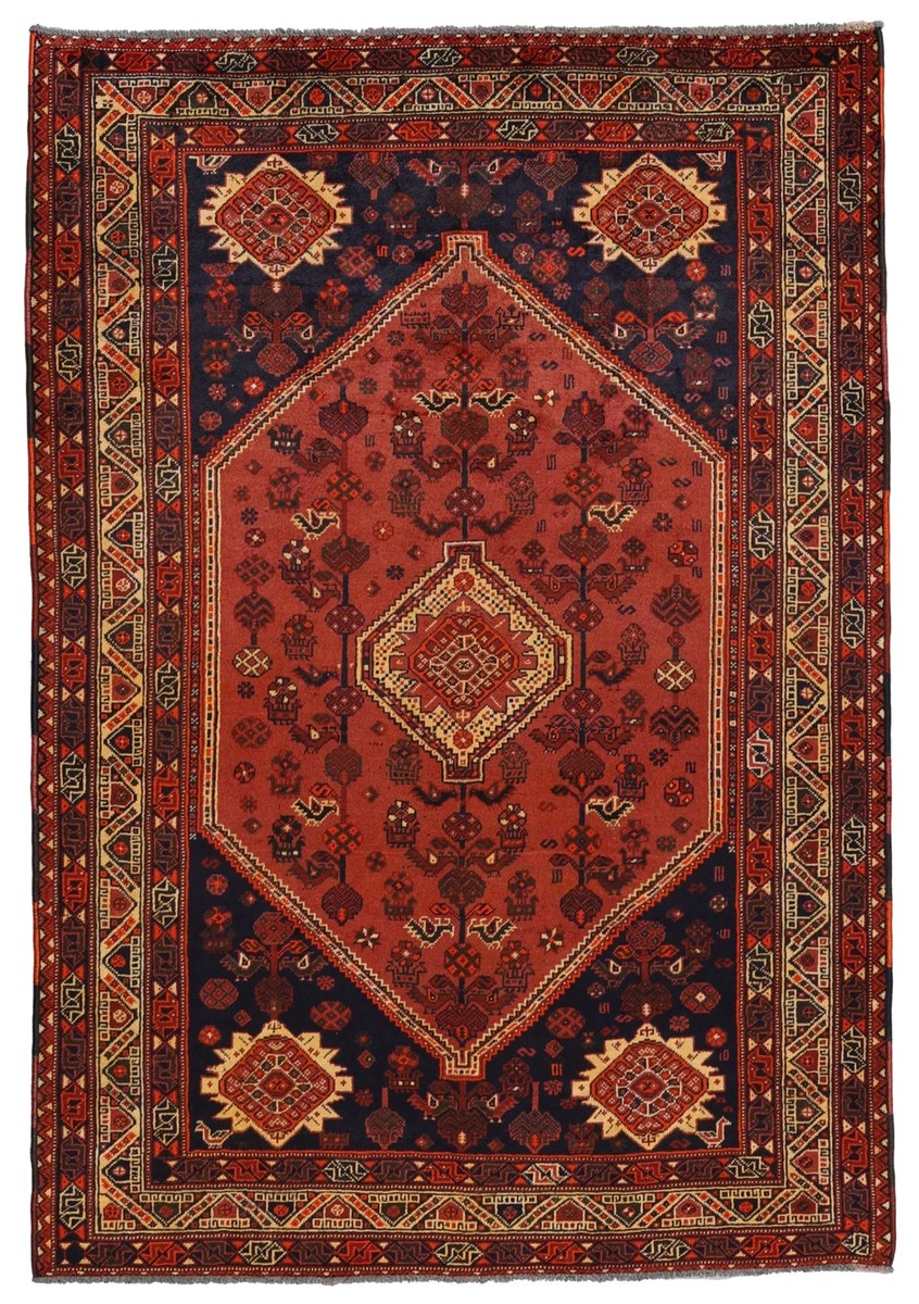 206x302 см, Иран, Кашкай, Wool, красный