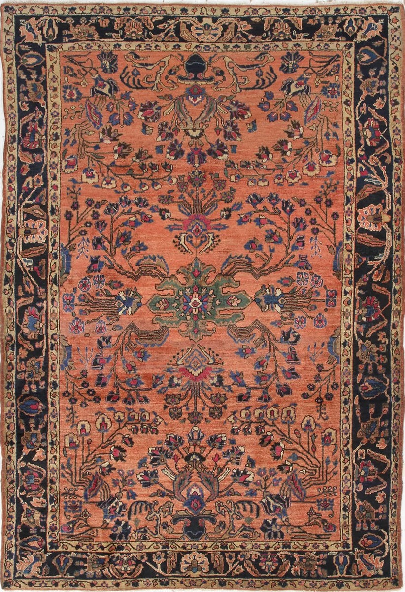 132x187 см, Иран, Сарук, Wool, коричневый