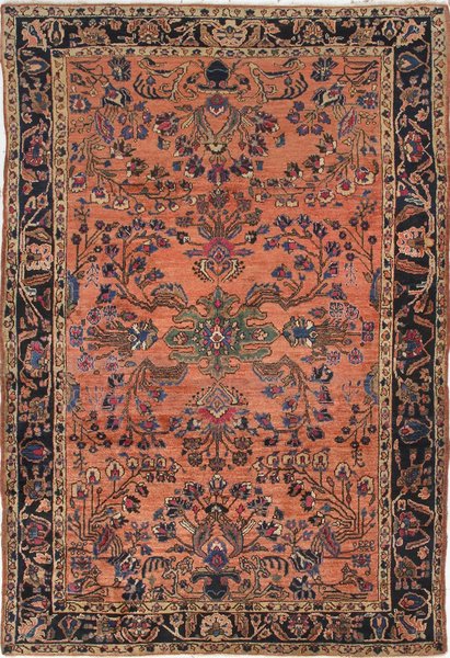 132x187 см, Иран, Сарук, Wool, коричневый