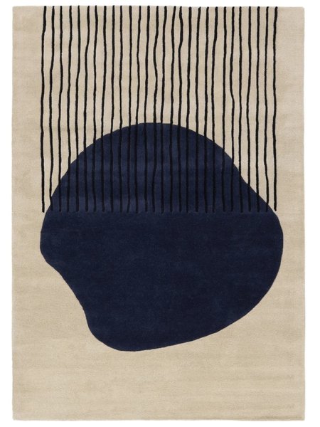 200x300 см, Индия, Современные, Wool, тёмно-синий