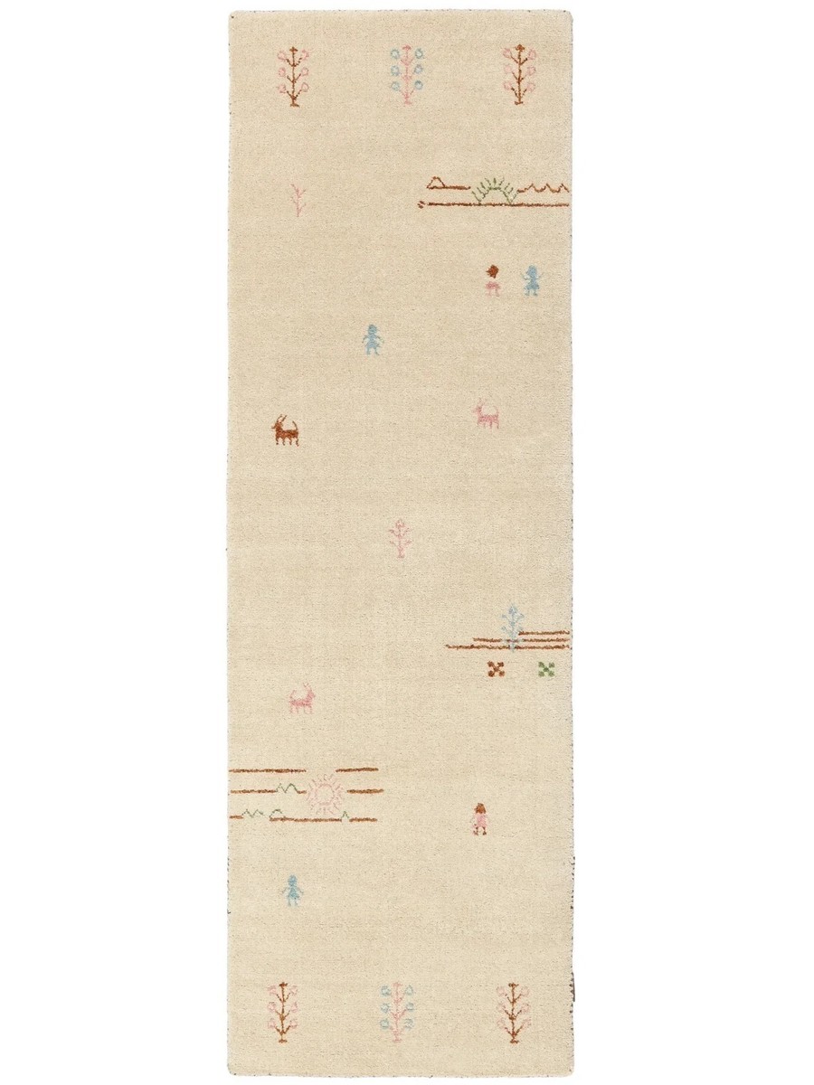 80x250 см, Индия, Габбе, Wool, бежевый