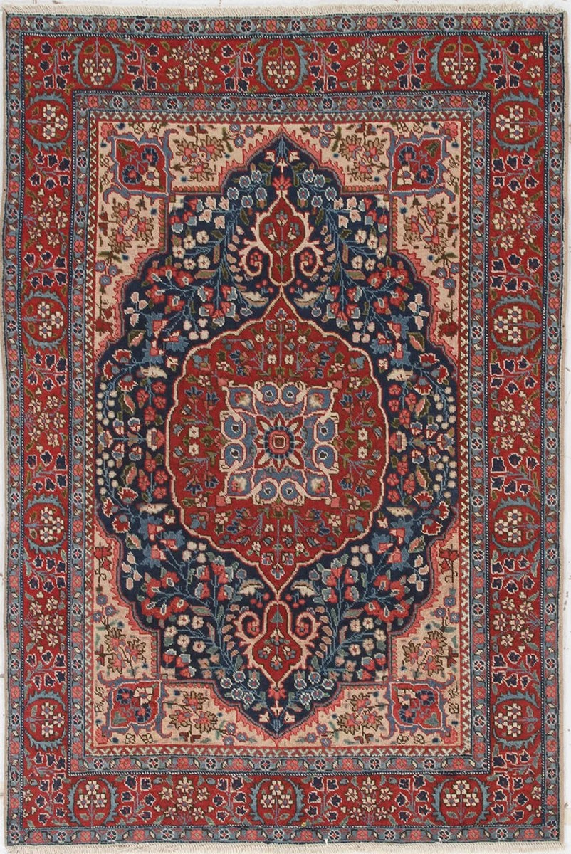 129x185 см, Иран, Табриз, Wool, красный