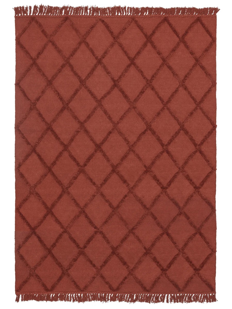 200x300 см, Индия, Современные, Cotton, ржаво-красный