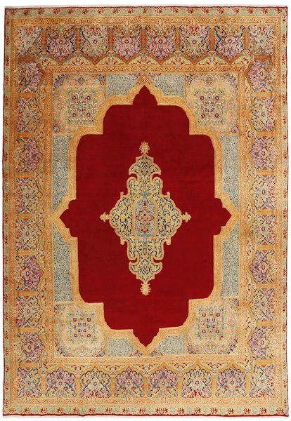 350x498 см, Иран, Керман, Wool, коричневый