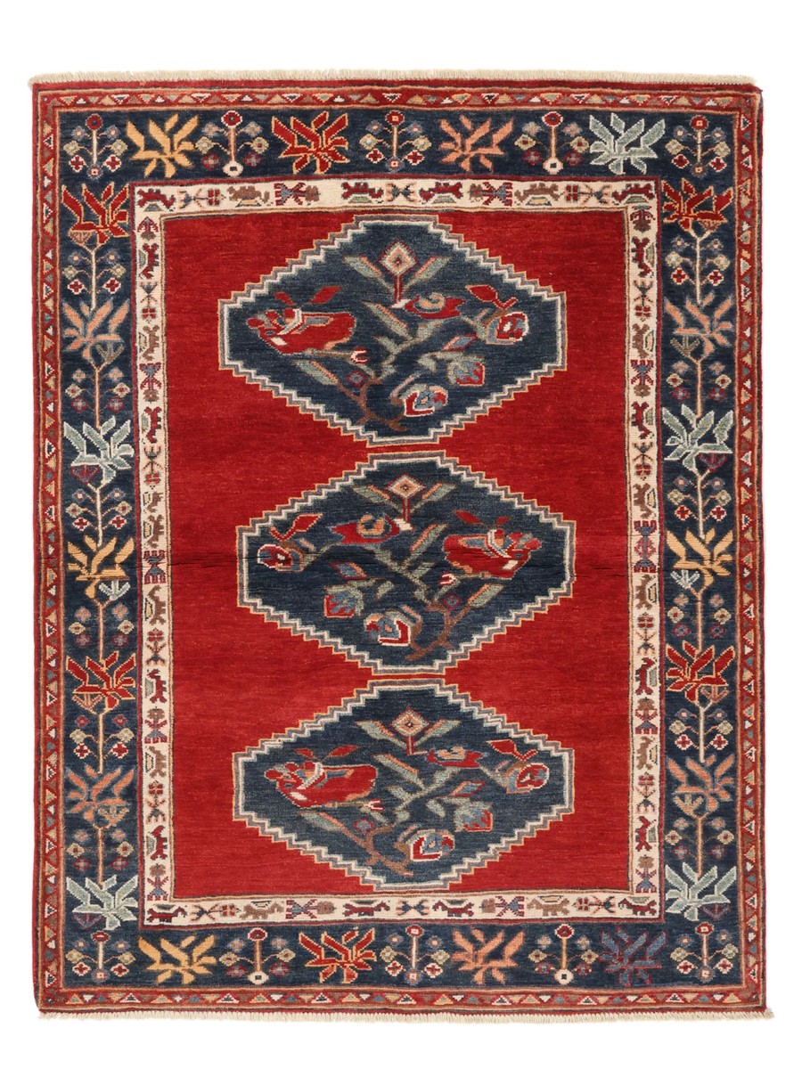 121x153 см, Афганистан, Казак, Wool, красный