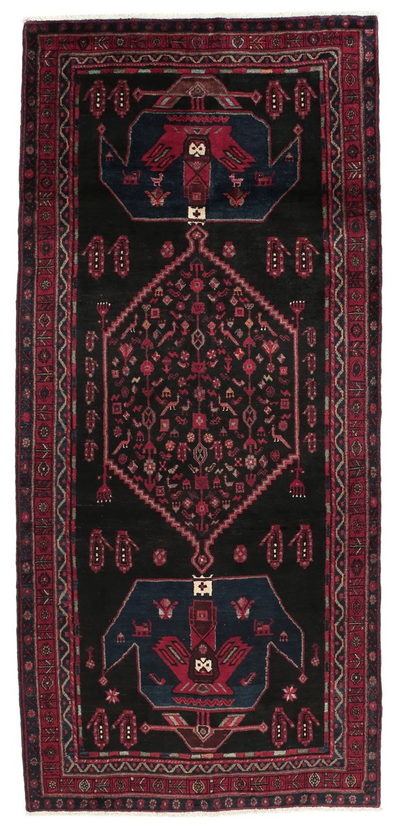 132x290 см, Иран, Восточные, Wool, чёрный