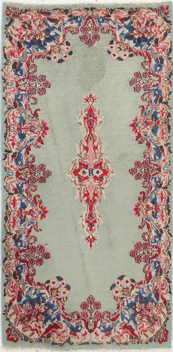 57x116 см, Иран, Керман, Wool, зелёный