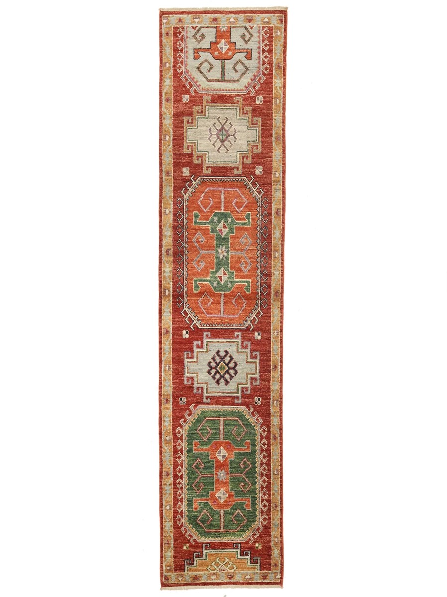 86x392 см, Афганистан, Казак, Wool, зелёный