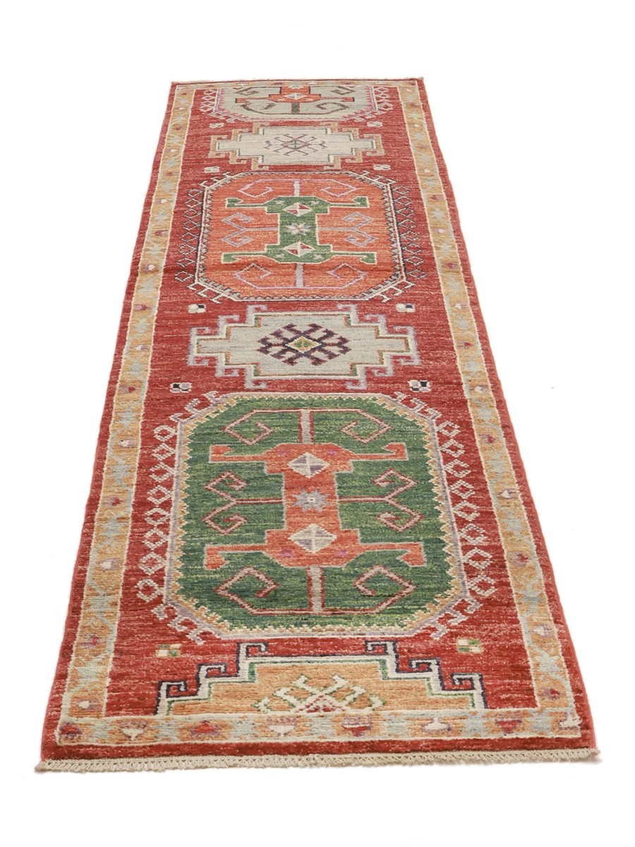 86x392 см, Афганистан, Казак, Wool, зелёный — вид 2
