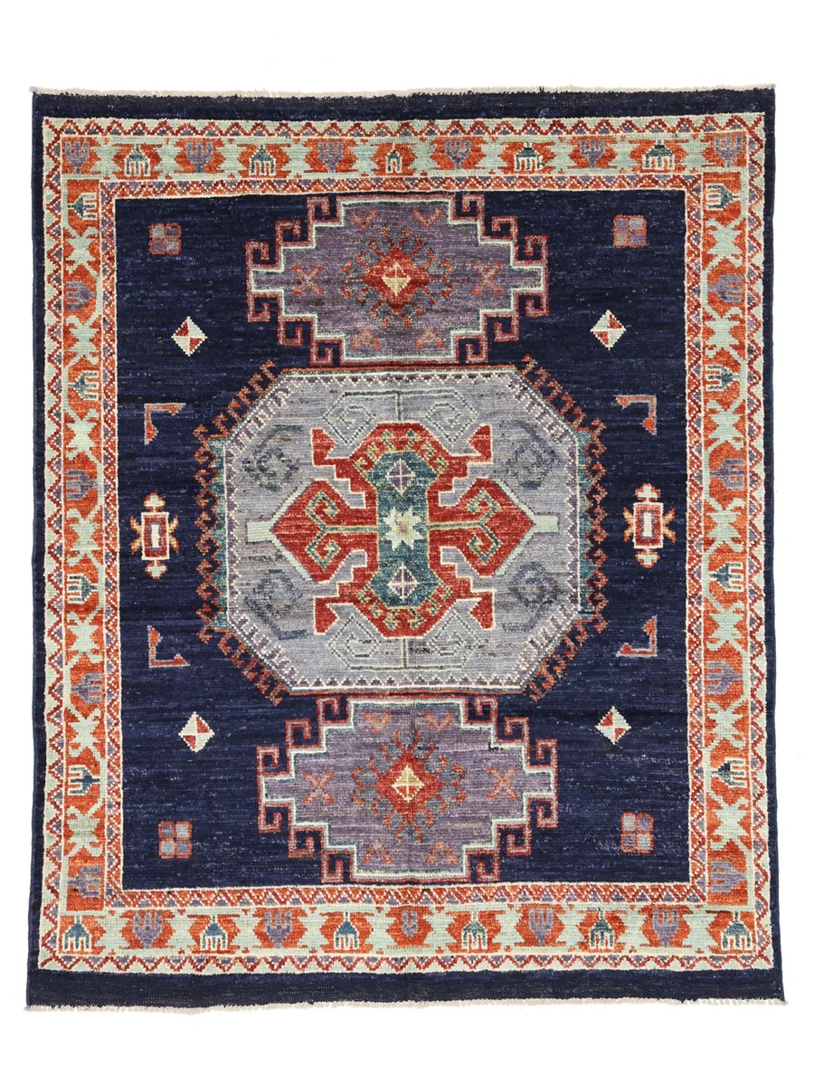 160x192 см, Афганистан, Казак, Wool, чёрный