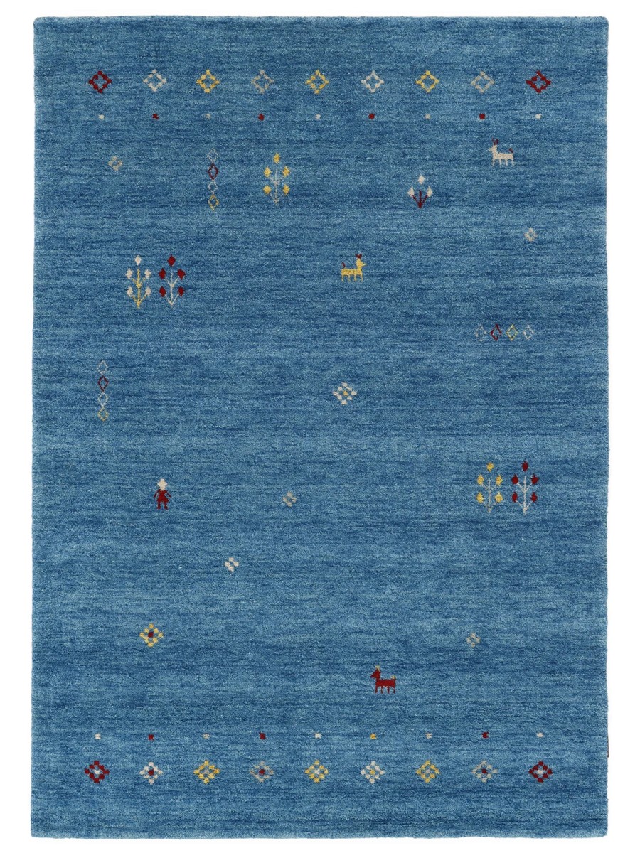 140x200 см, Индия, Габбе, Wool, синий