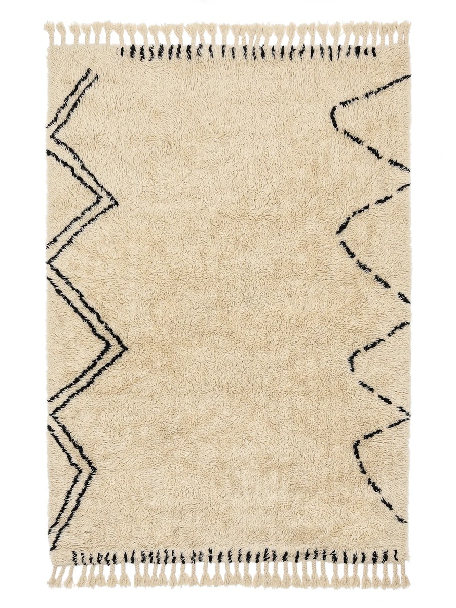 140x200 см, Индия, Шэгги, Wool, чёрный