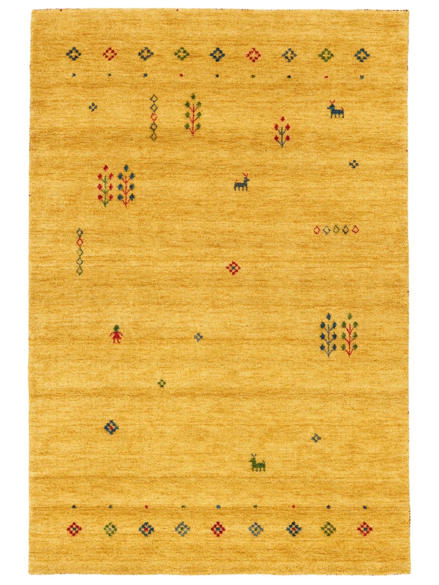 140x200 см, Индия, Габбе, Wool, жёлтый