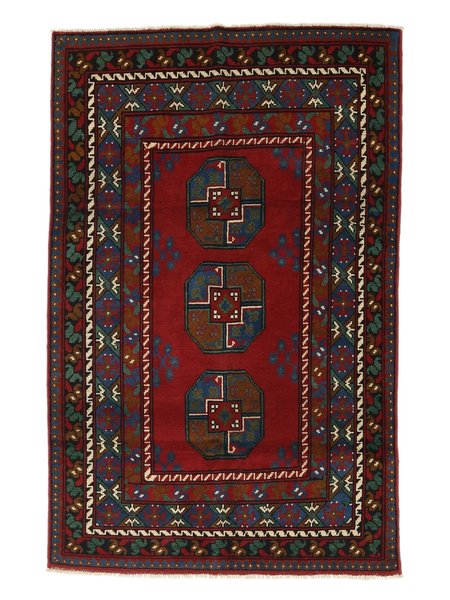 193x286 см, Афганистан, Акче, Wool, чёрный