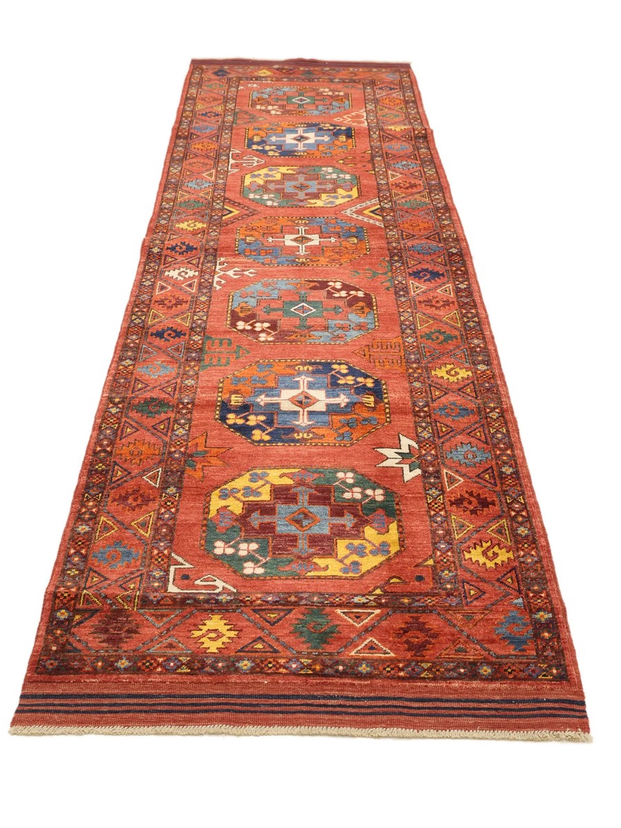 86x303 см, Афганистан, Восточные, Wool, чёрный — вид 2