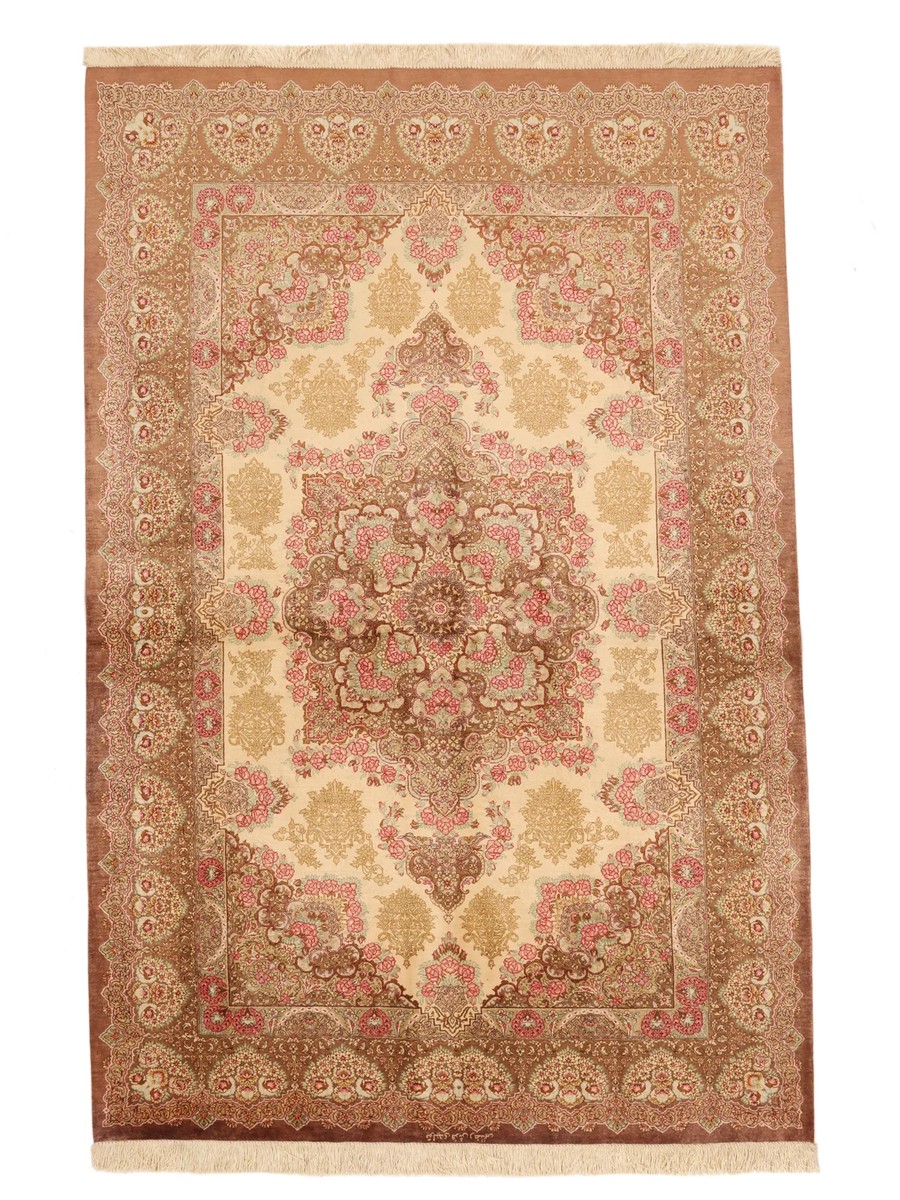 130x203 см, Иран, Шёлк, Silk, оранжевый