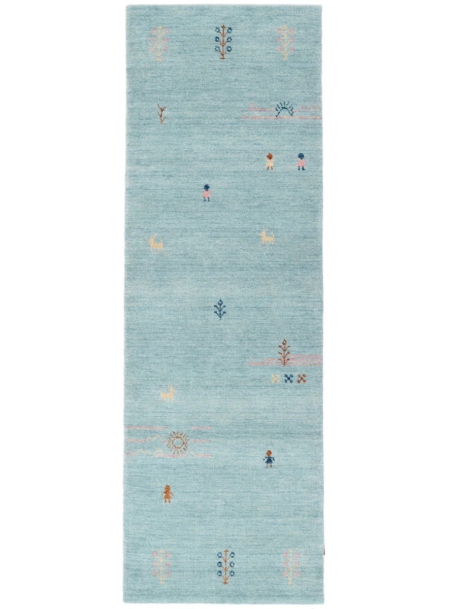 80x250 см, Индия, Габбе, Wool, синий