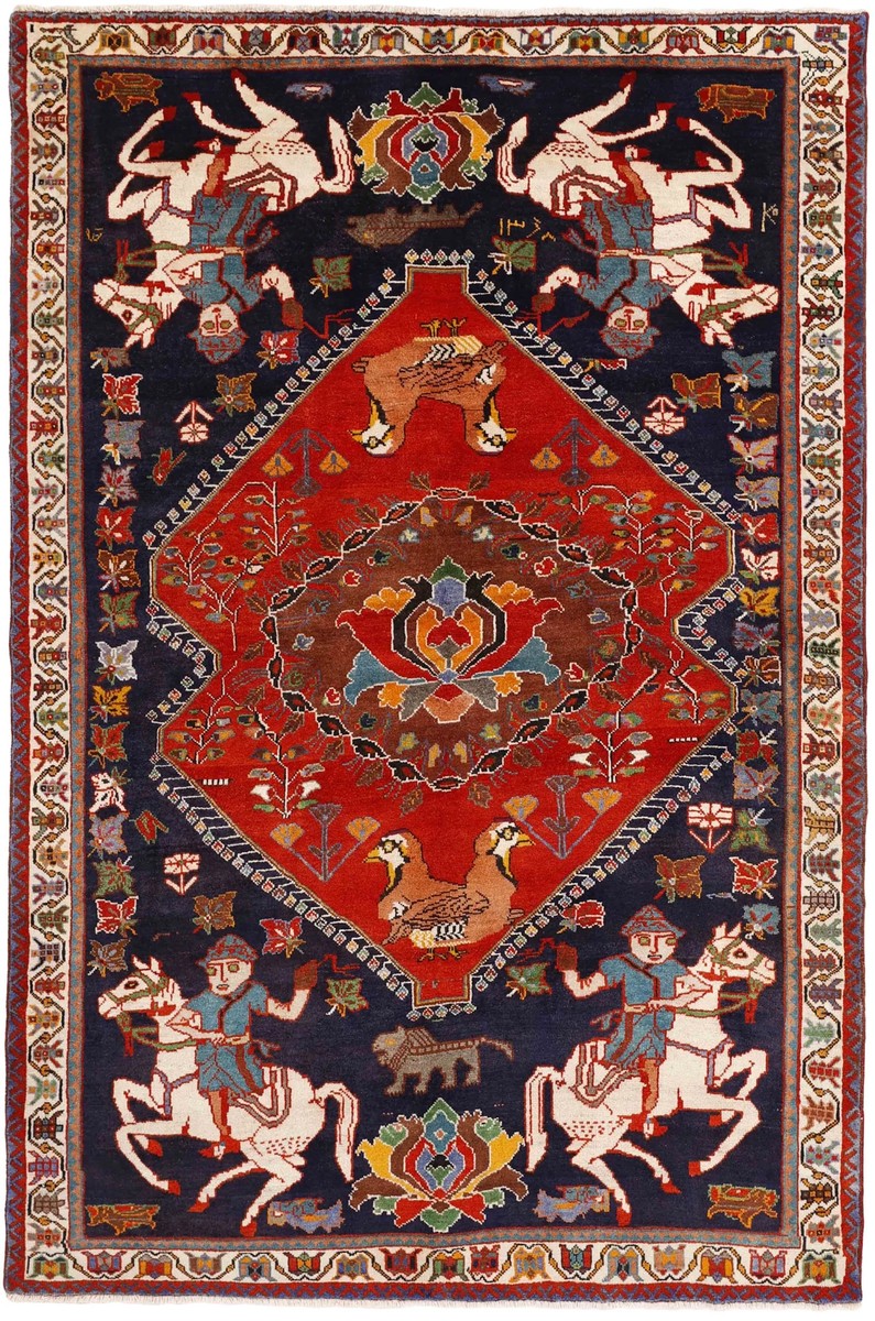 188x287 см, Иран, Кашкай, Wool, чёрный