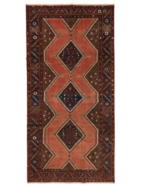 151x304 см, Иран, Винтаж, Wool, чёрный